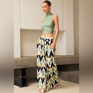 Micas Sleeveless Tank Top And Geometric Pattern Trousers Set XXL CC9-60